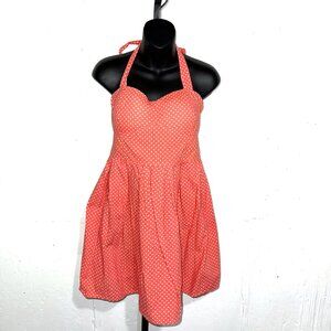 No Boundaries Peach Polka Dot Halter Dress With Bra Cups Size Juniors 11-13